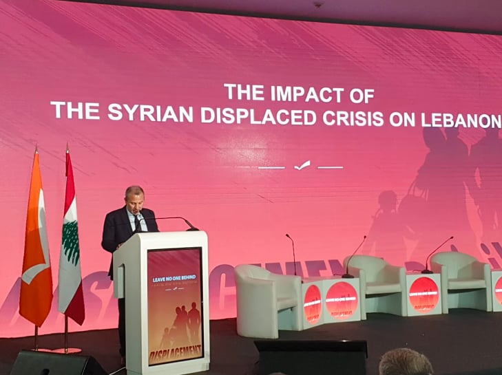 باسيل: على الحكومة ان تعمل على تطبيق خطتها لاعادة النازحين السوريين