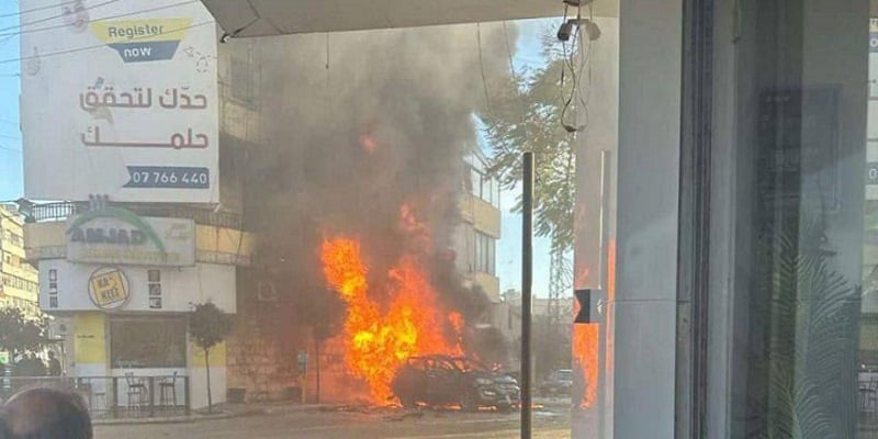 تفاصيل استهداف مسيرة لسيارة في النبطية
