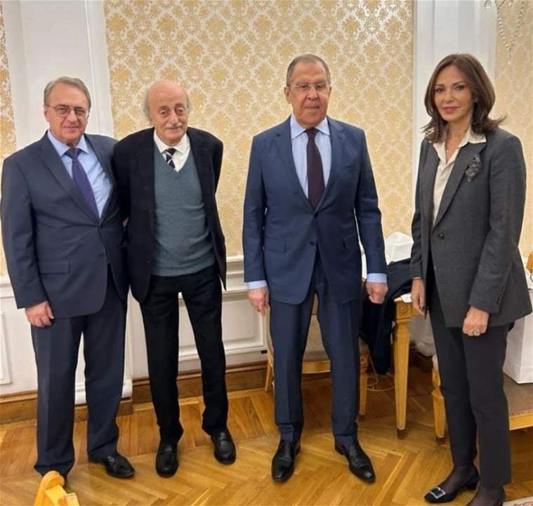 جنبلاط إلتقى لافروف في موسكو وتأكيد موقف روسيا الداعم للبنان وسلامة أراضيه