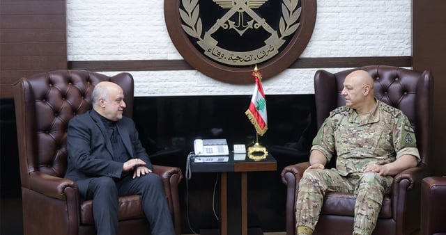 قائد الجيش إستقبل السفير الايراني مع الملحق العسكري والاباتي ادمون رزق