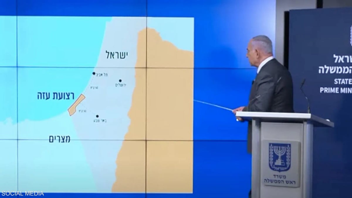 نتنياهو يستعرض خريطة لإسرائيل "من دون الضفة الغربية"