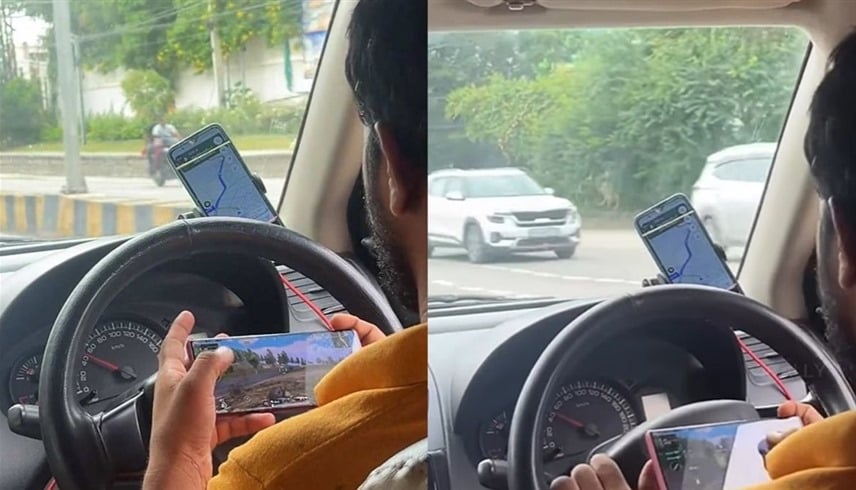 سائق أجرة يلعب "ببجي" أثناء القيادة.. فيديو