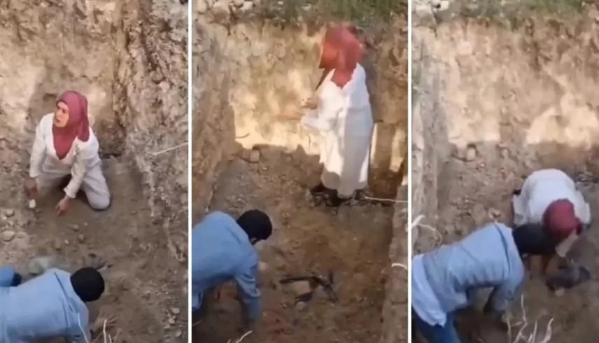 رجل وامرأة ينبشان قبور كلاب معدية