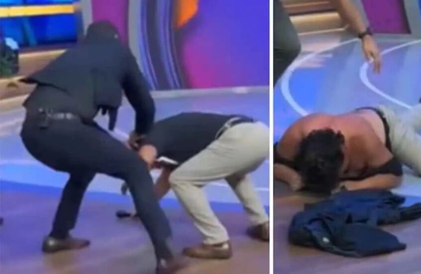 على الهواء مباشرة.. مصارع يخرج عن سيطرته ويضرب والد منافسه (فيديو)