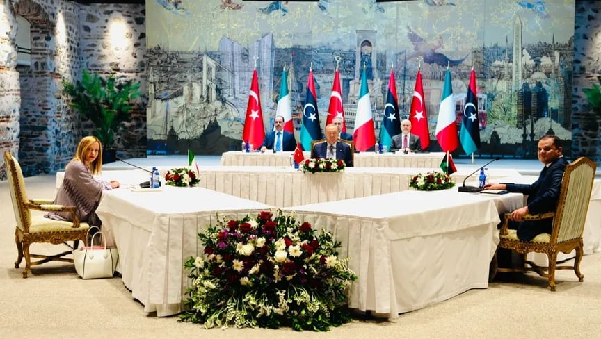 أردوغان وميلوني والدبيبة يبحثون ملف الهجرة ومجالات التعاون