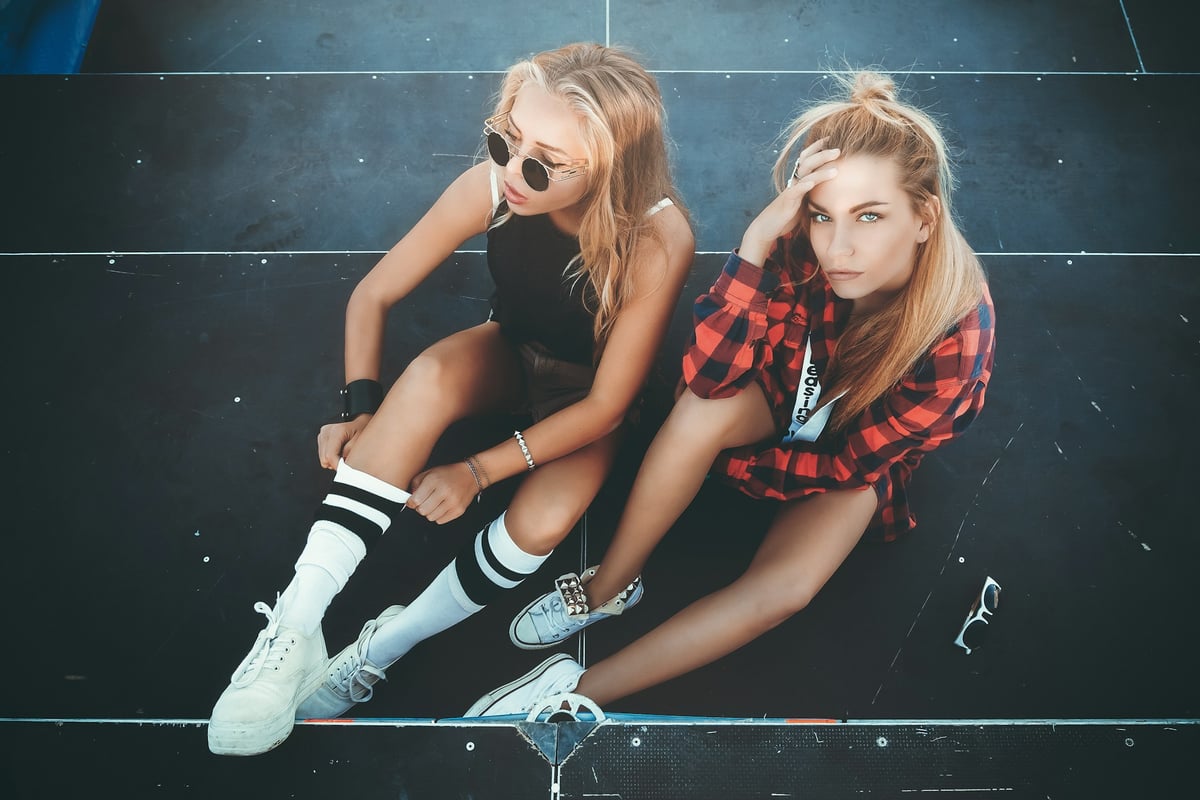 two girls on floor