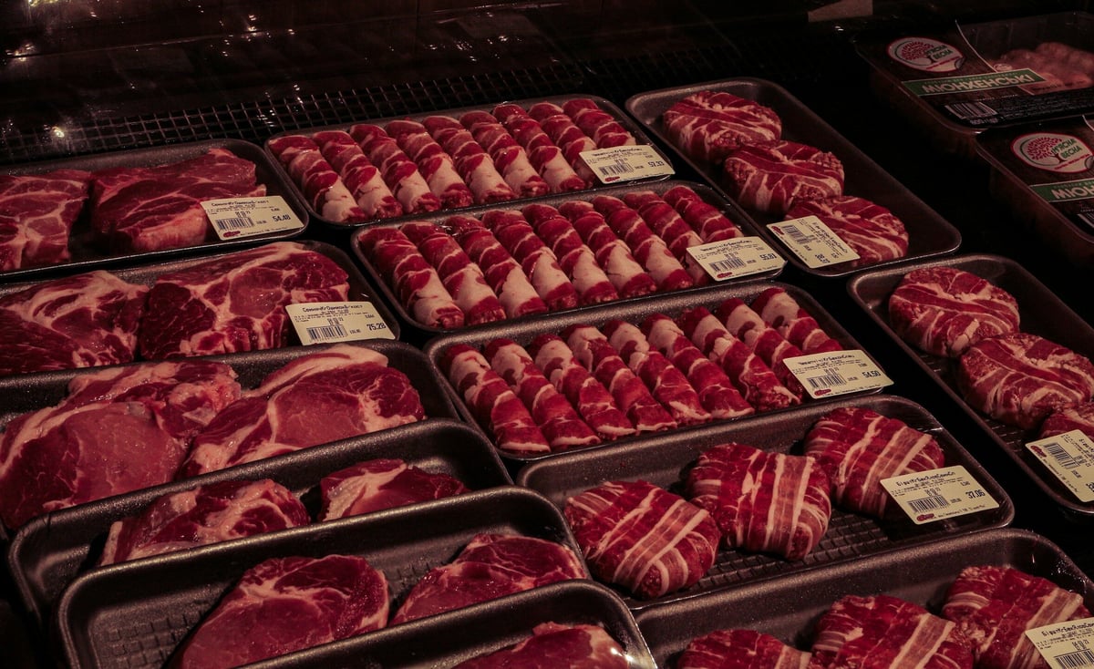 raw meat in clear plastic pack
