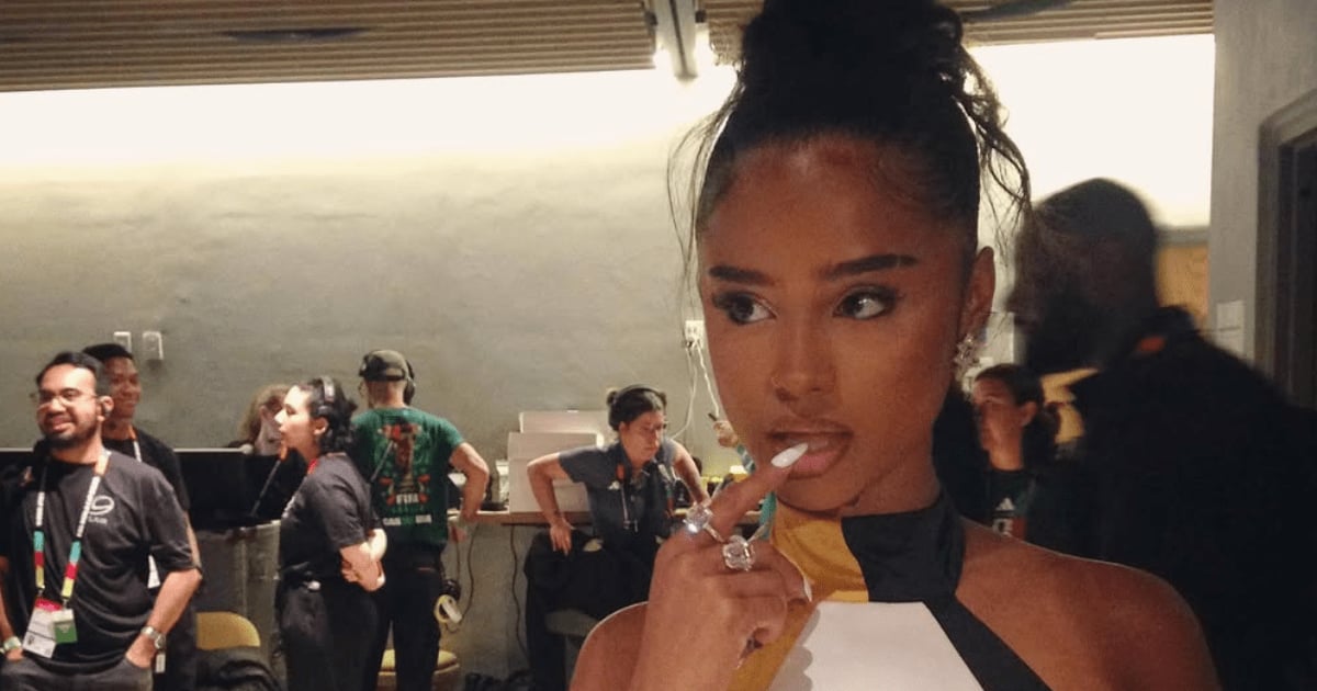 Tyla Stuns in Waist-High Slit Micro Shorts in Ibiza