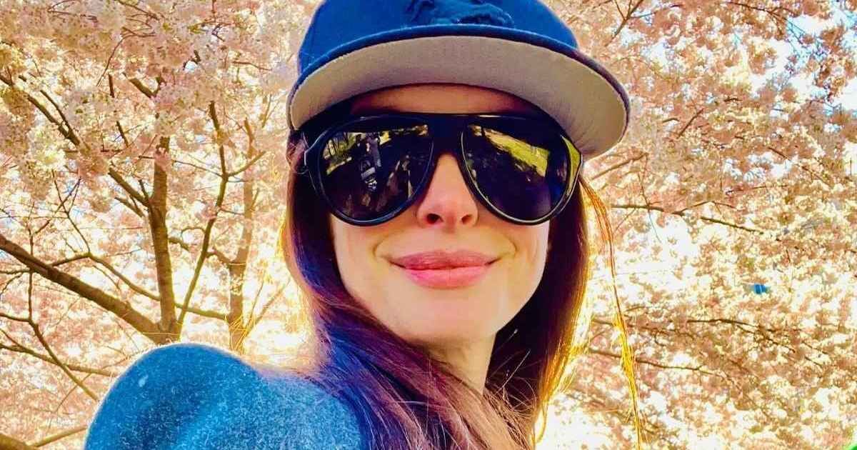 Anne Hathaway Wears See-Through Stella McCartney Top at Film Press Event