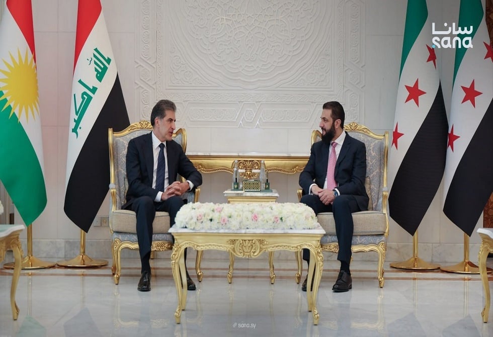 بارزاني يلتقي الشرع في دمشق لتعزيز التعاون الثنائي