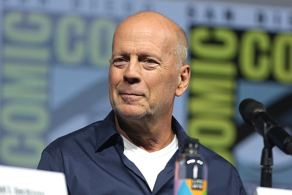 Bruce Willis speaking at the 2018 San Diego Comic Con International, for "Glass", at the San Diego Convention Center in San Diego, California. Please attribute to Gage Skidmore if used elsewhere.
