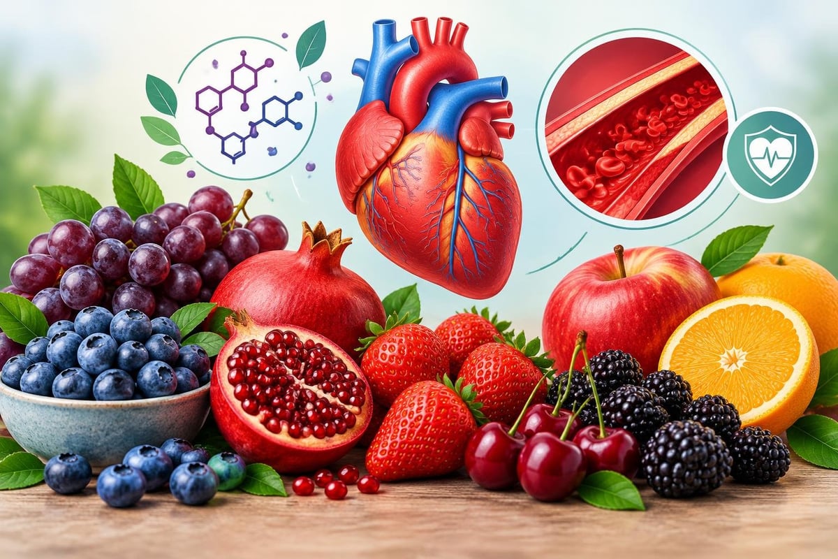 ¿Qué frutas ricas en polifenoles protegen los vasos sanguíneos y mejoran la salud del corazón?