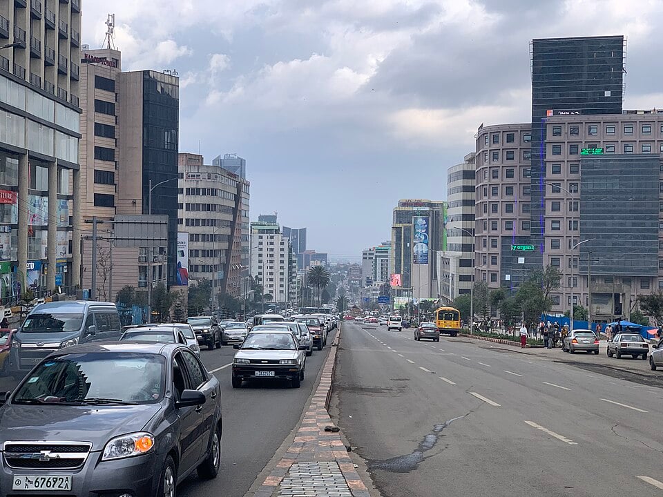Churchill Avenue in Addis Ababa, looking south towards the old railway station