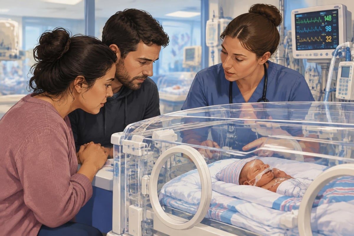 Parents navigate specialized care during premature infant's NICU stay