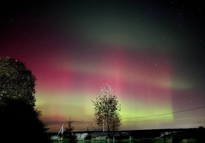 La aurora boreal ilumina el cielo nocturno
