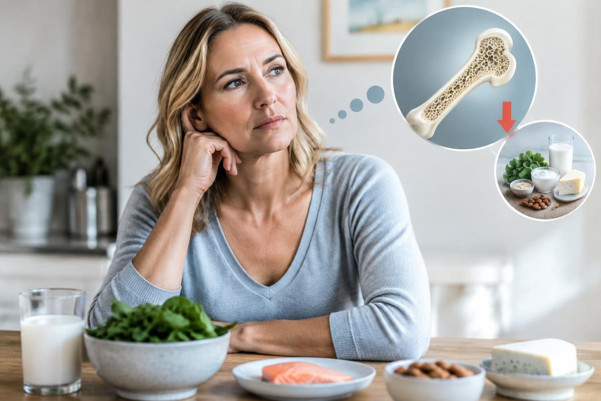 create image about Younger postmenopausal  superrealistic european women fall short on calcium intake