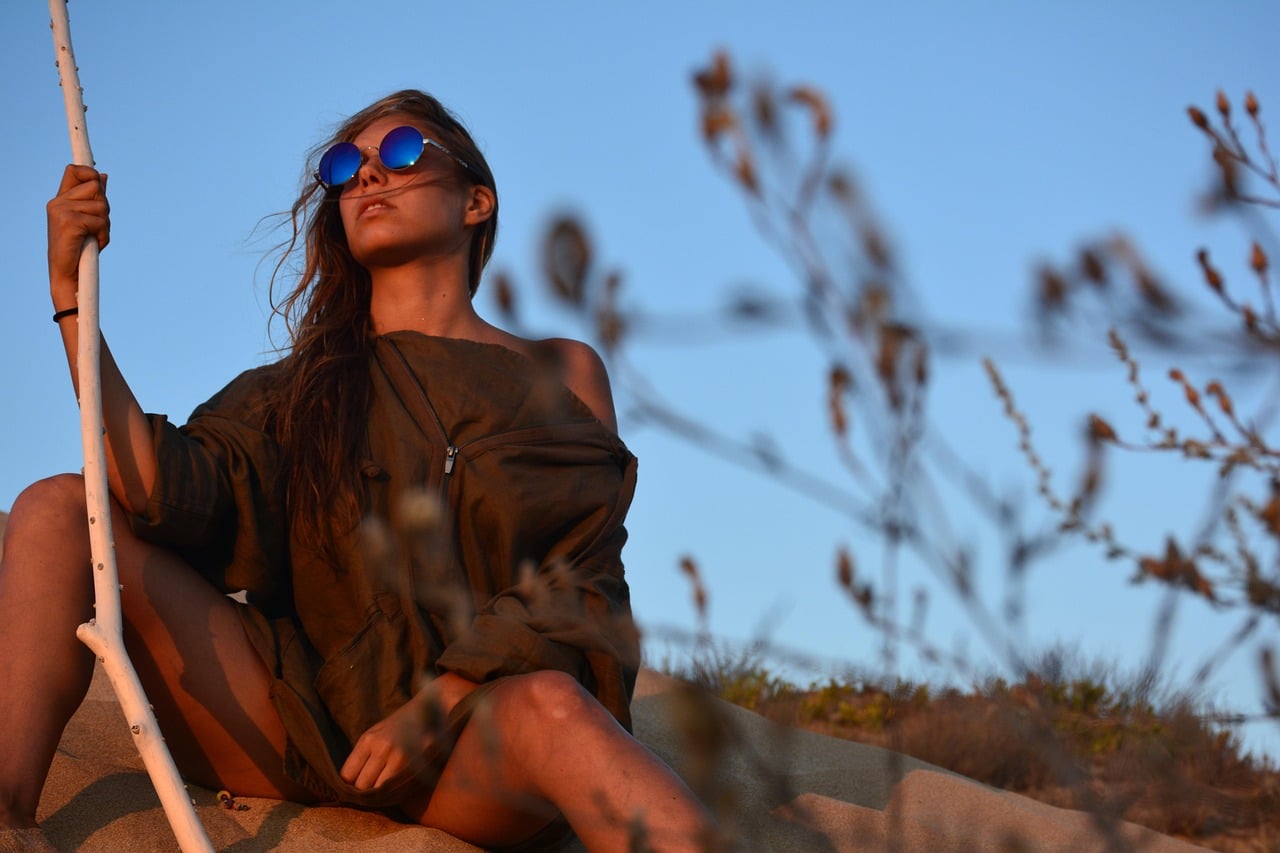 woman, fashion, model, portrait, modeling, pose, posing, young woman, shades, sunglasses, outdoors, nature, wooden stick, sunset, travel, woman, fashion, fashion, fashion, model, travel, travel, travel, travel, travel